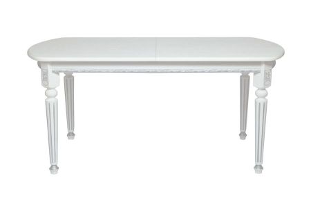 Стол овальный "Милорд-170" 90х170х220 белый, патина серебро