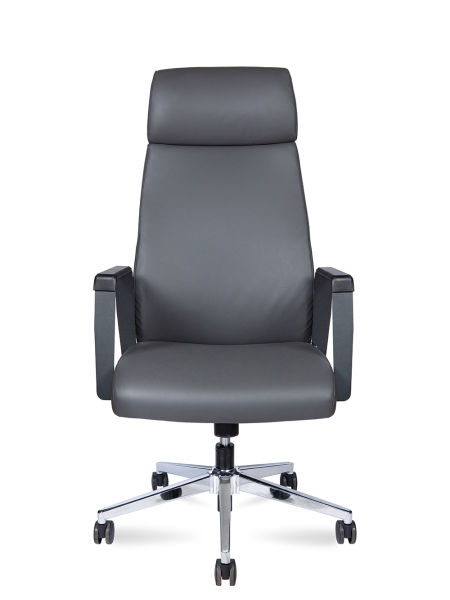 Кресло офисное Arco темно-серый, экокожа и металл, мягкое сиденье, с подлокотниками