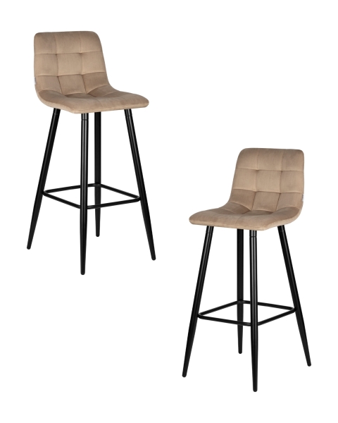 Набор 2 шт Стул барный NICOLE, черные матовые ножки, мокко велюр (108-104)