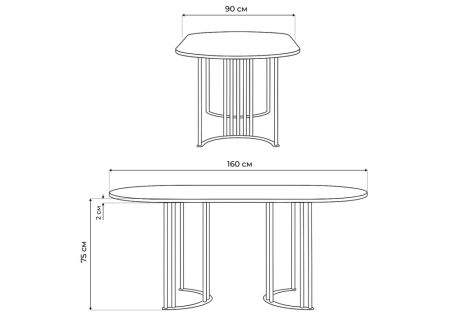 Стол деревянный Хьюго О 160 х 90 черная шагрень пленка, черные ноги Стол деревянный Хьюго О 160 х 90 черная шагрень пленка, черные ноги