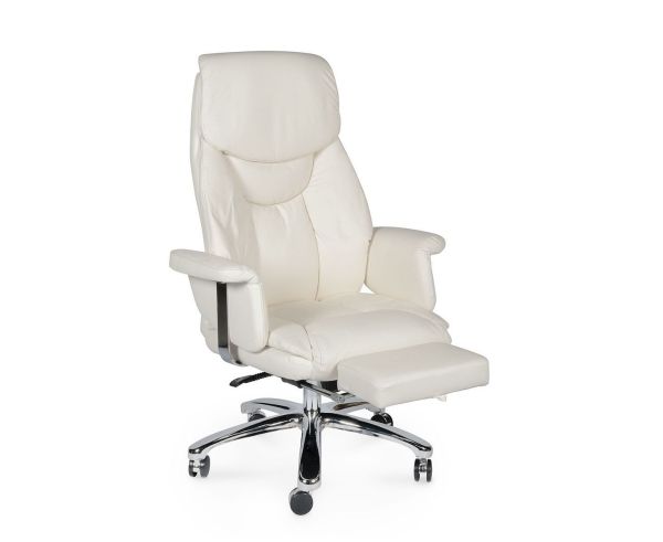 Кресло офисное Парламент ivory, сталь и хром, слоновая кость, экокожа