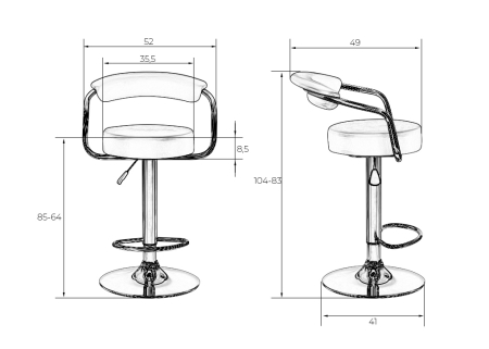 Набор 2 шт Стул барный MARTA, серый