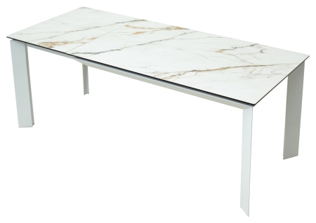 Стол CREMONA 160 KL-188 Контрастный мрамор, белый каркас
