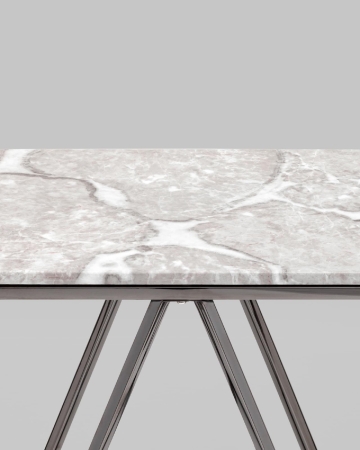 Консоль Авалон 122*41 серый мрамор сталь темный хром