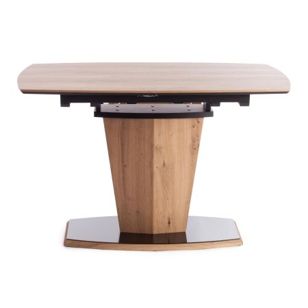 Стол FANCY МДФ, HPL, стекло, 120-160х85х75 см, дуб артисан, черный