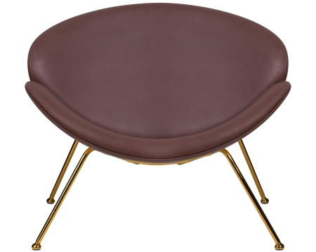 Кресло дизайнерское EMILY, коричневый винил, золотое основание