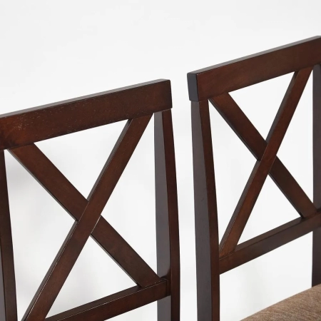 Обеденный комплект Хадсон коричневый, ткань и дерево, мягкое сиденье, без подлокотников