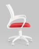 Кресло офисное ST-BASIC-W TopChairs спинка белая сетка сиденье красная ткань крестовина белый пластик