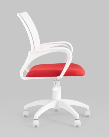 Кресло офисное ST-BASIC-W TopChairs спинка белая сетка сиденье красная ткань крестовина белый пластик