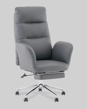 Кресло руководителя Solid TopChairs с оттоманкой серый