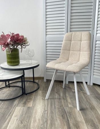 Стул CHILLI SQUARE TRF-11 светло-бежевый ткань, белый каркас