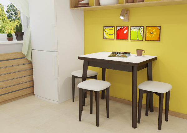 Стол кухонный Бейсик-68 белый/венге