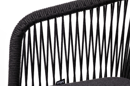 "Марсель" стул плетеный из роупа, каркас алюминий темно-серый (RAL7024) муар, роуп темно-серый круглый, ткань темно-серая 027 "Марсель" стул плетеный из роупа, каркас алюминий темно-серый (RAL7024) муар, роуп темно-серый круглый, ткань темно-серая 027