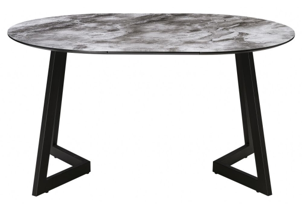 Стол Алингсос черная шагрень, мрамор серый
