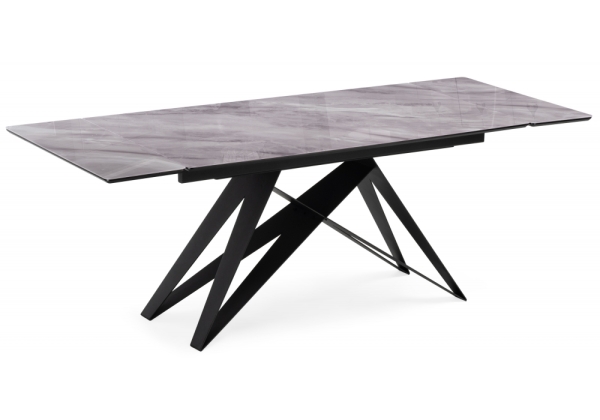 Стол стеклянный Блэкберн 140(200)х80 кристл серый мрамор, черный