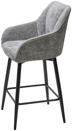 Полубарный стул ERYK 180 градусов поворот, серый, шенилл, черный каркас (H=67)