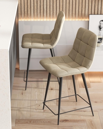 Стул полубарный Джанго велюр бежевый высота сиденья 60 см