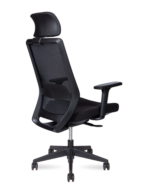 Кресло офисное Mono черный, ткань и пластик, мягкое сиденье, с подлокотниками