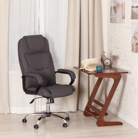 Кресло BERGAMO хром ткань, темно-серый