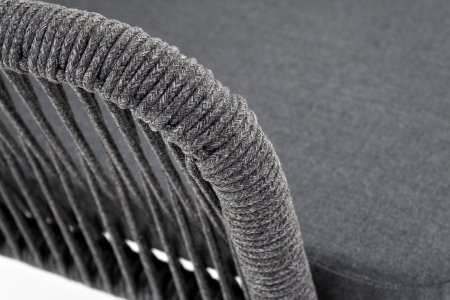 "Лион" стул плетеный из роупа, каркас алюминий серый (RAL7022) муар, роуп серый круглый, ткань серая 017 "Лион" стул плетеный из роупа, каркас алюминий серый (RAL7022) муар, роуп серый круглый, ткань серая 017