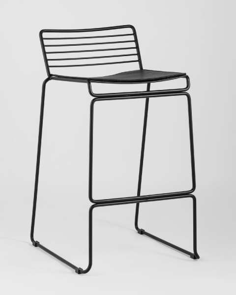 Стул полубарный Danny черный с черной подушкой Стул полубарный Danny черный с черной подушкой