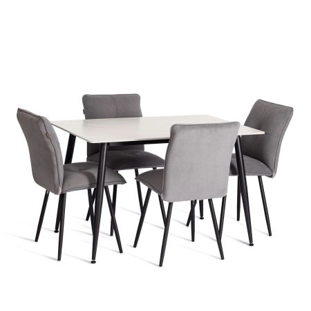 Стул обеденный Sweet серый, флок и металл, мягкое сиденье, без подлокотников