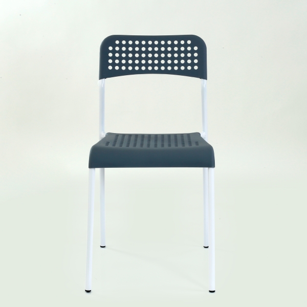 Стул UNO серое сиденье, корпус белый стопируемый