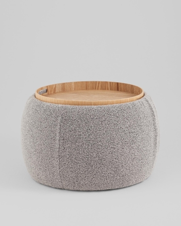 Пуф-столик Люкке с ящиком серый
