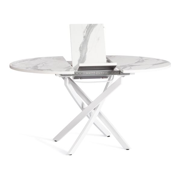 Стол MANZANA ЛДСП, HPL, металл, мрамор светлый, белый
