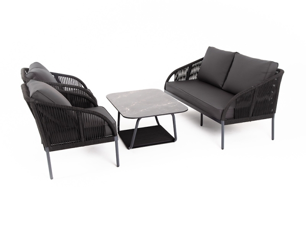 "Канны" лаунж-зона 4-местная плетеная из роупа (веревки), цвет темно-серый