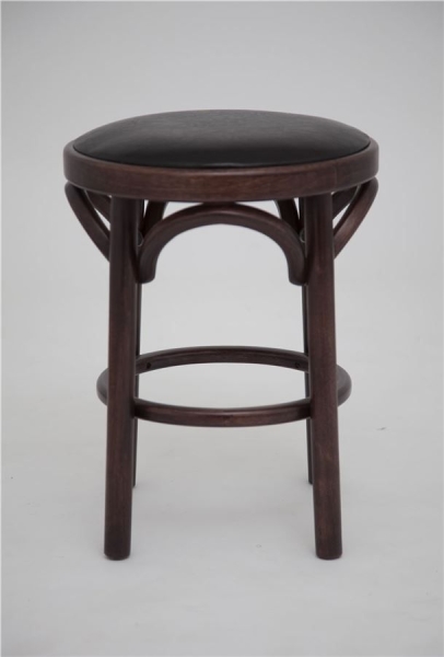 Деревянный табурет Венский темный тон с мягким сиденьем из коричневой экокожи Деревянный табурет Венский темный тон с мягким сиденьем из коричневой экокожи