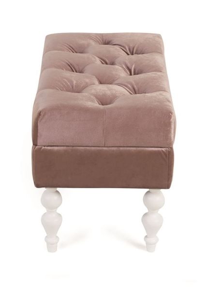 Банкетка Виктория розовая с белыми ножками