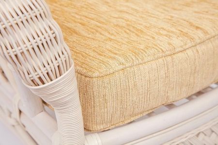 Комплект для отдыха "ANDREA" (диван + 2 кресла + журн. столик со стеклом + подушки) белый, ткань рубчик, кремовый