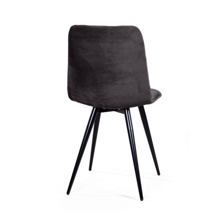 Стул UNO бархат светло-серый, черный конус