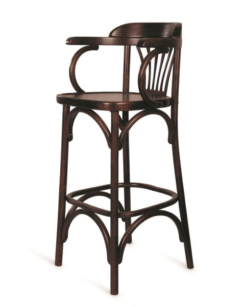 Барный деревянный стул Венский 750 темный тон с твердым сиденьем