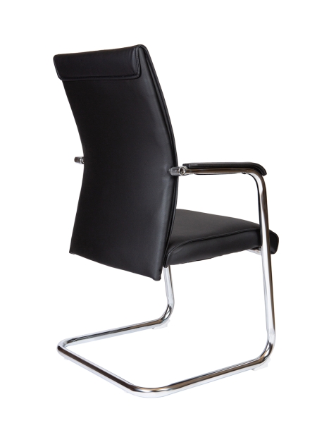 Кресло офисное Myra CF черный, экокожа и металл, мягкое сиденье, с подлокотниками