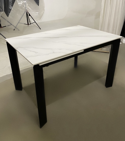 Стол CORNER 120 SINTERED STONE WHITE MARBLE, BLACK