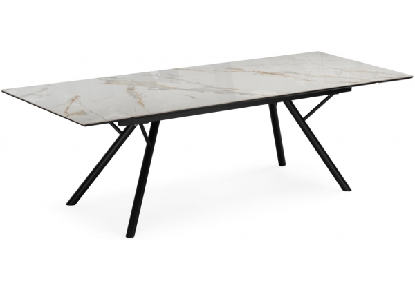 Керамический стол Ворен 180(240)x90 золото, черный кварц, черный