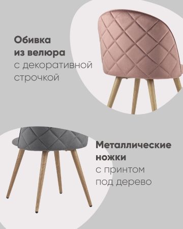 Стул Лион велюр с ромбами аквамарин