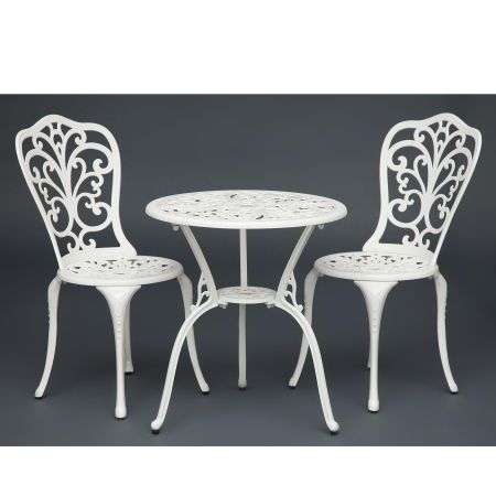Комплект Secret De Maison Romance (стол + 2 стула) алюминиевый сплав, D60/H67, 53х41х89 см, белый Комплект Secret De Maison Romance (стол + 2 стула) алюминиевый сплав, D60/H67, 53х41х89 см, белый