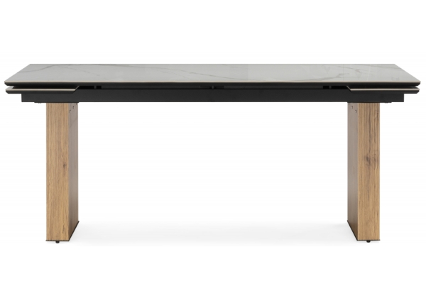 Керамический стол Бернардо 180x90 черный кварц, дуб монтана