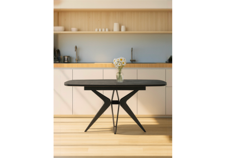 Керамический стол Риполь 140(180)х80 larka grey, черный