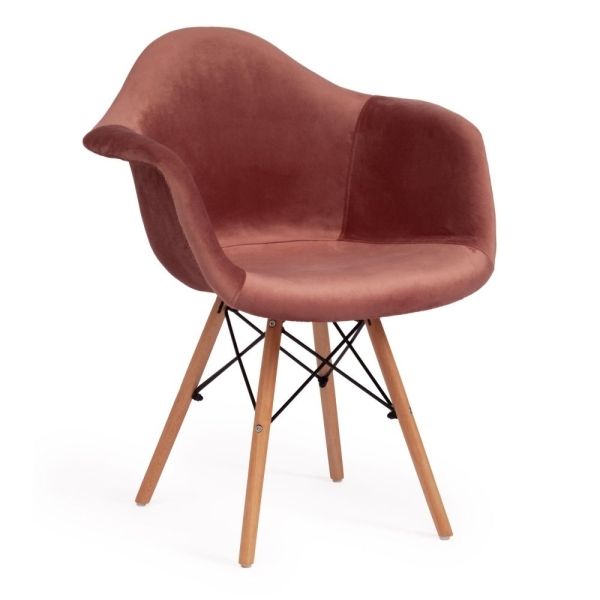 Кресло Secret De Maison CINDY SOFT EAMES (mod. 101) дерево береза, металл, мягкое сиденье, ткань, 61х60х80 см, коралловый (HLR 44), натуральный
