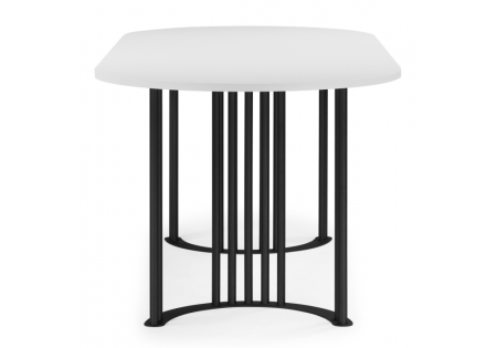 Стол деревянный Хьюго О 160 х 90 белая шагрень пленка, черные ноги Стол деревянный Хьюго О 160 х 90 белая шагрень пленка, черные ноги