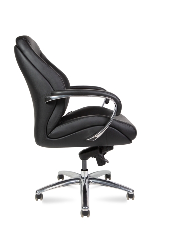 Кресло руководителя Porsche LB черная натуральная кожа с алюминиевой крестовиной