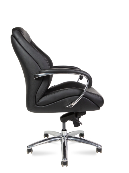 Кресло руководителя Porsche LB черная натуральная кожа с алюминиевой крестовиной