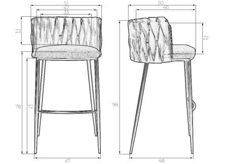 Стул барный EMMA золотой, белый PU T-01, белая ткань F-49