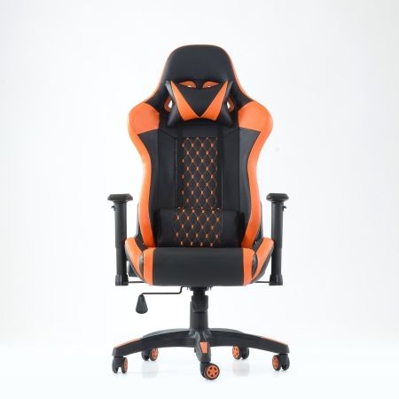 Игровое кресло K-53 черная сетка оранжевые вставки