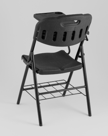 Стул складной банкетный со столиком и полкой черный