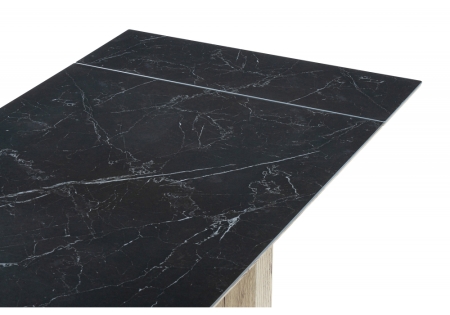Керамический стол Бернардо 180x90 черный мрамор, дуб монтана